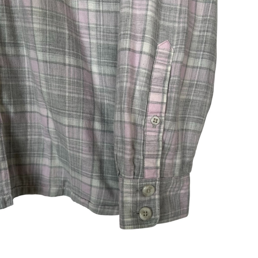 L.L. Bean Pink &‎ Gray Plaid Button Down Shirt Cotton Lined Size Medium - Picture 7 of 9